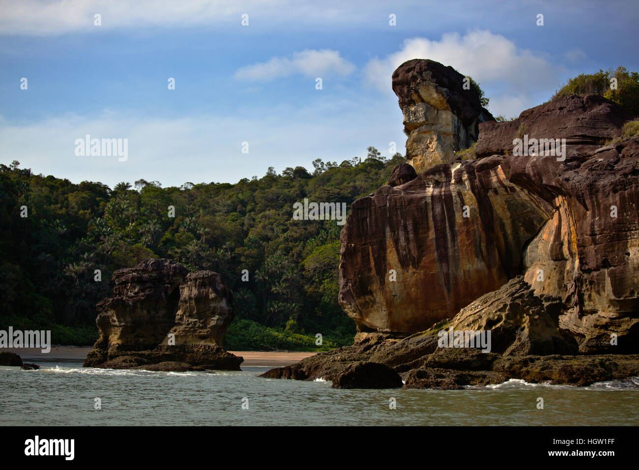 Felsnadeln entlang der Küste im Bako Nationalpark, ist befindet sich In Sarawak, Borneo, Malaysia Stockfoto