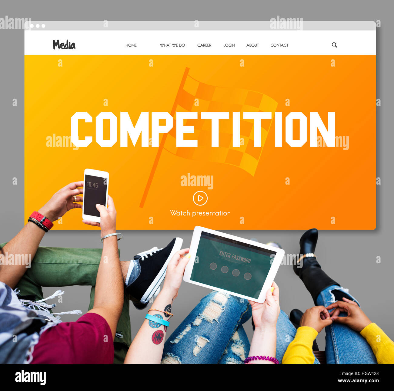 Leistung Wettbewerb Mission Strategiekonzept Stockfoto