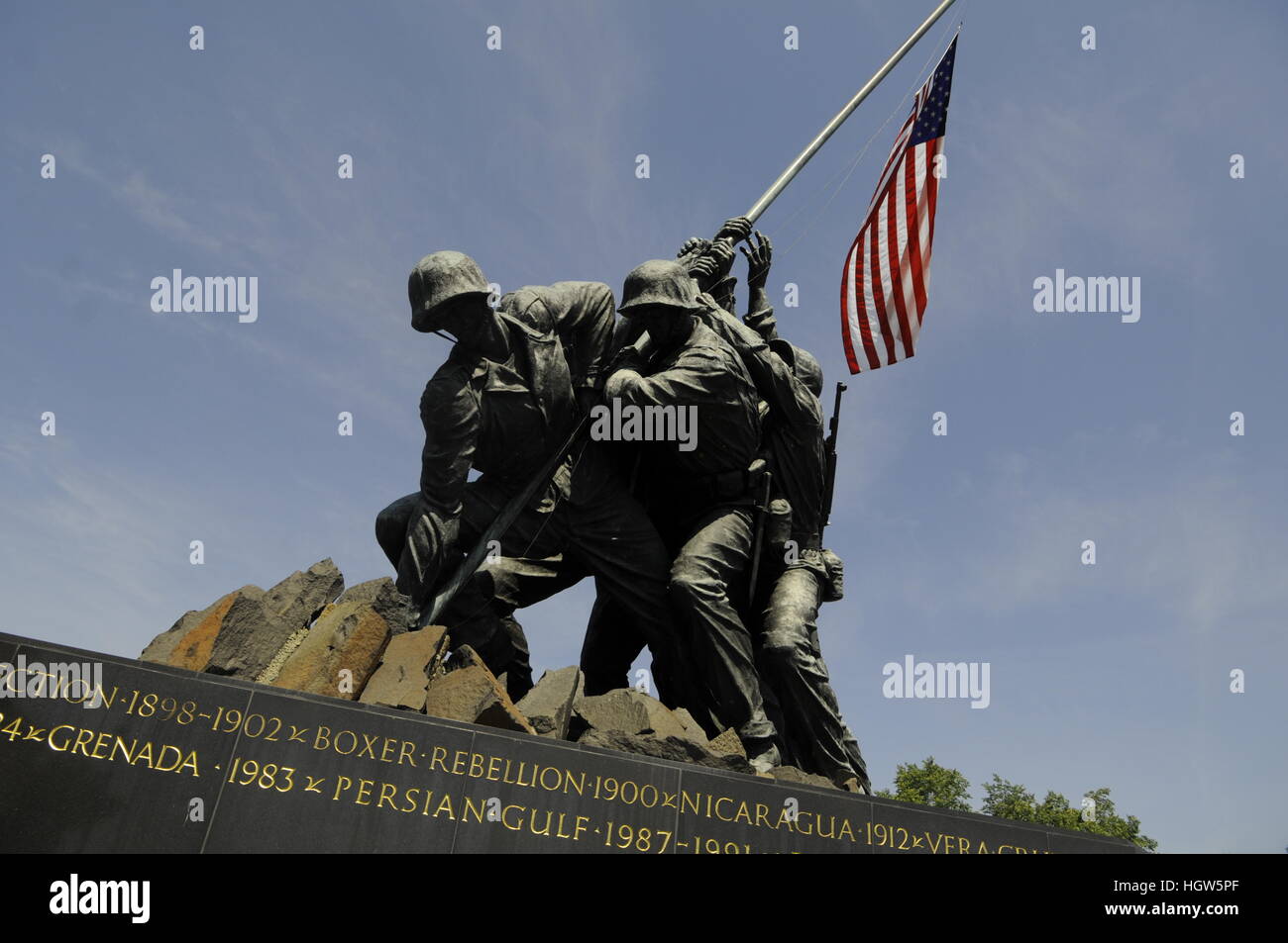 ARLINGTON, VA: The United States Marine Corps War Memorial oder Iwo Jima Memorial in Arlington Ridge Park gelegen. Stockfoto