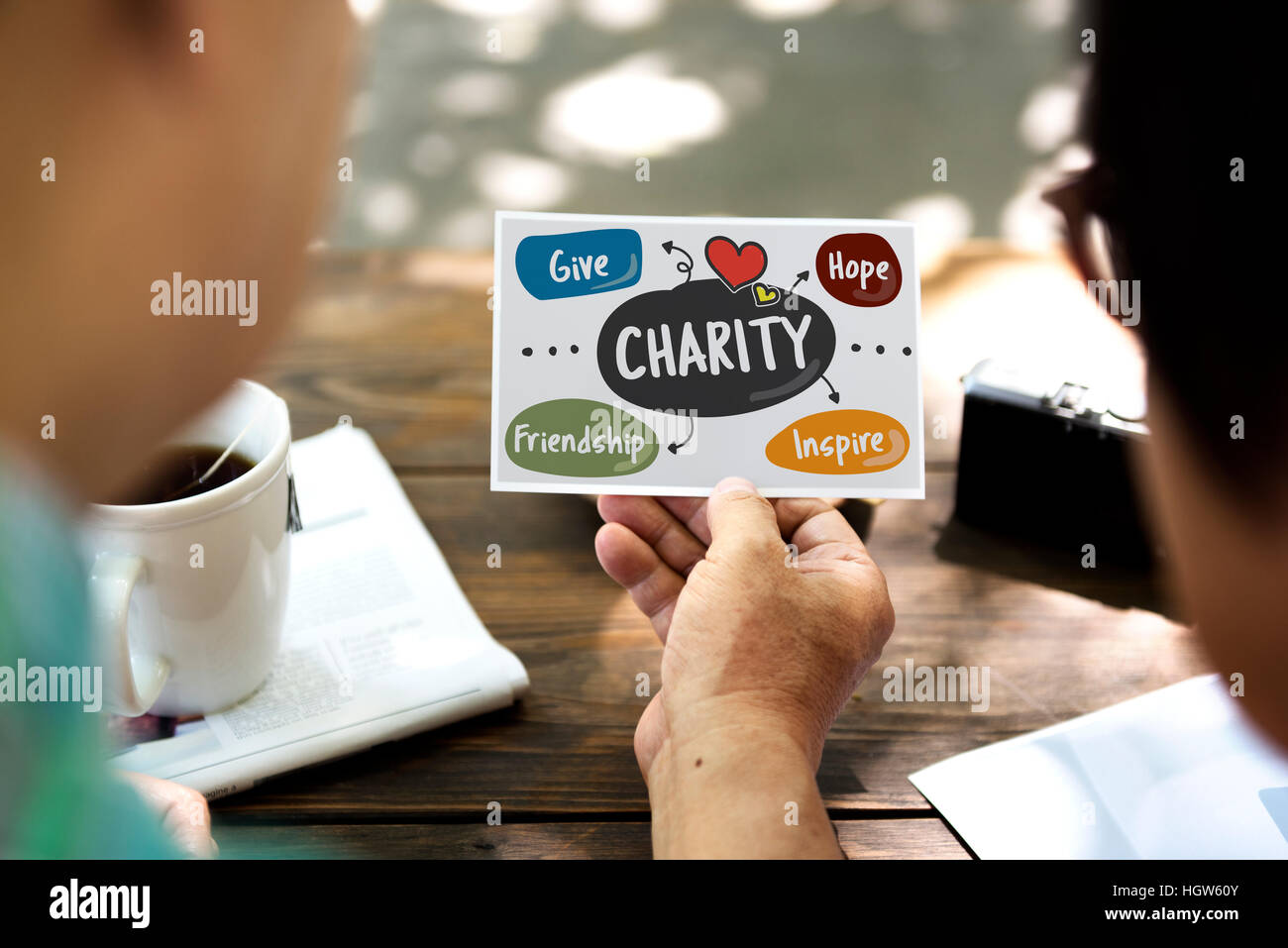 Almosen geben Freundschaft Hoffnung zu wecken Hilfe Spenden Konzept Stockfoto