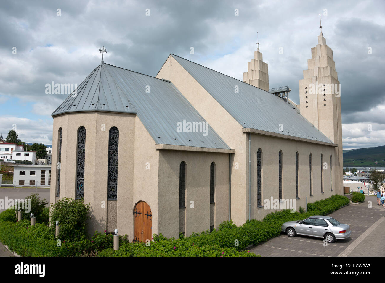 Kirche, Akureyrarkirkja,, Akureyri, Island Stockfoto
