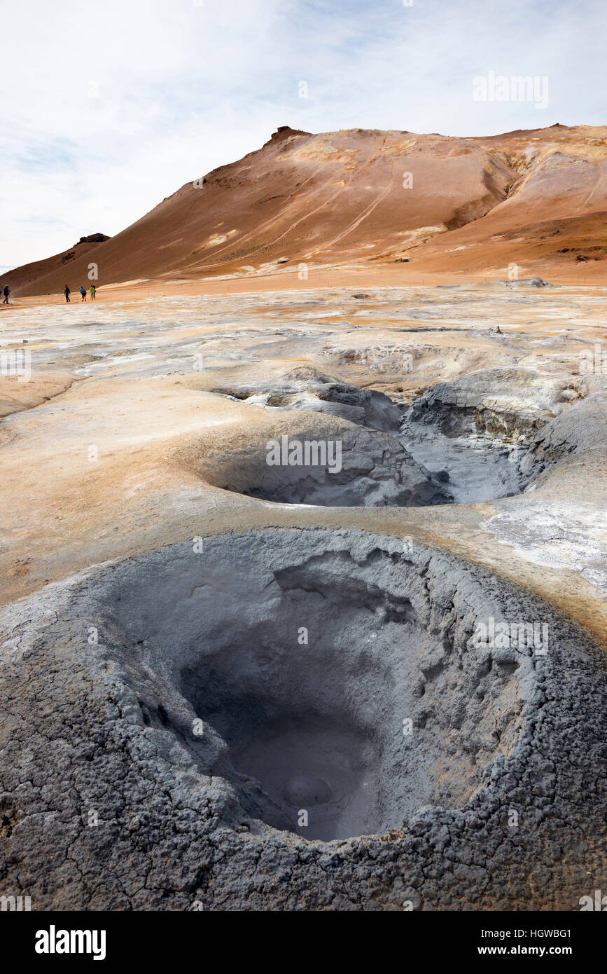 Schlammlöcher, Hochtemperatur-geothermische Gebiet, Hverarond, Namafjall, Namaskard, Island, Hverarönd Stockfoto
