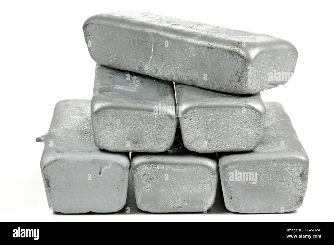 Zink-Bars isoliert auf weißem Hintergrund Stockfoto
