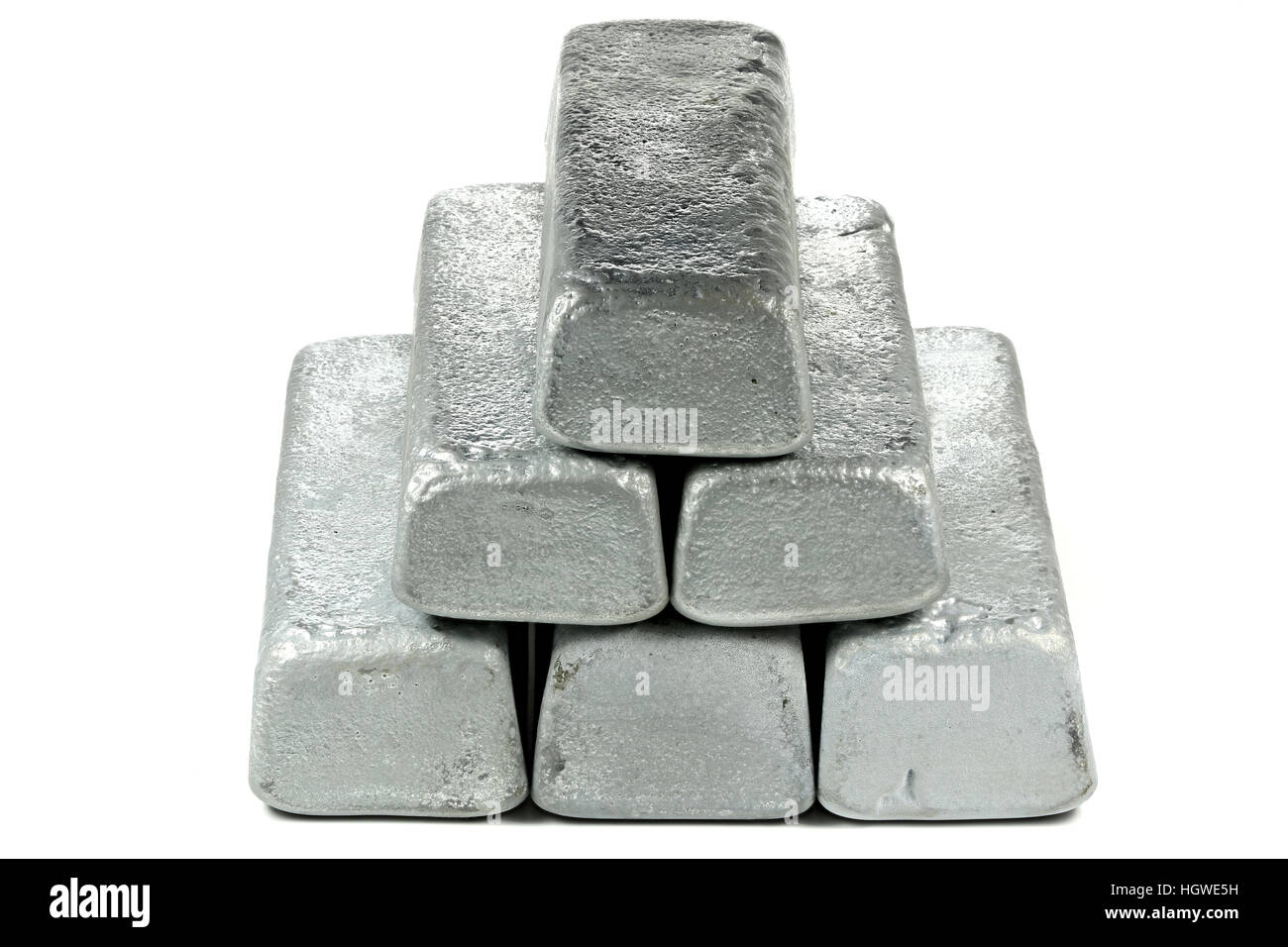 Zink-Bars isoliert auf weißem Hintergrund Stockfoto