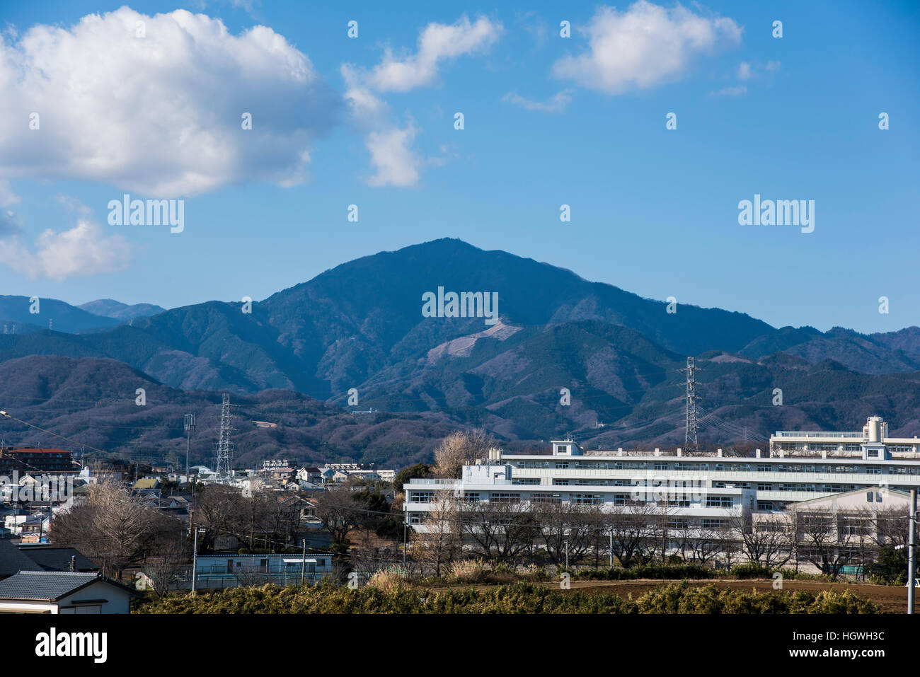 Mt. Oyama, Isehara City, Präfektur Kanagawa, Japan. Mt. Oyama wurde am Michelin Green Guide im Jahr 2015 eingeführt. Stockfoto