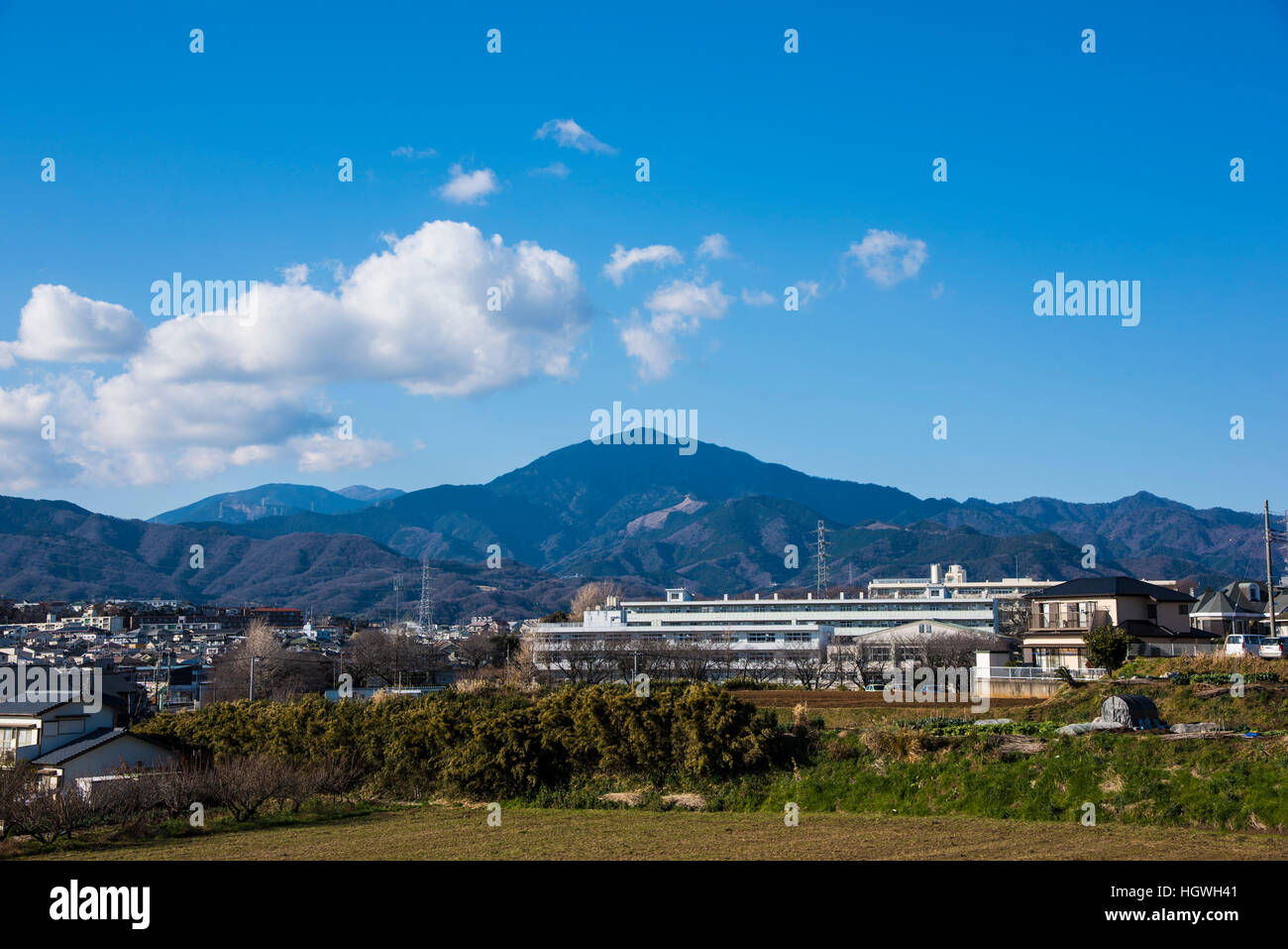 Mt. Oyama, Isehara City, Präfektur Kanagawa, Japan. Mt. Oyama wurde am Michelin Green Guide im Jahr 2015 eingeführt. Stockfoto
