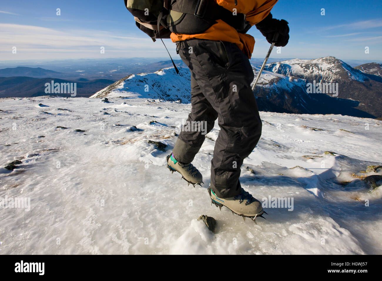 Winterwanderer auf Mount Washington in New Hampshire White Mountains. Stockfoto
