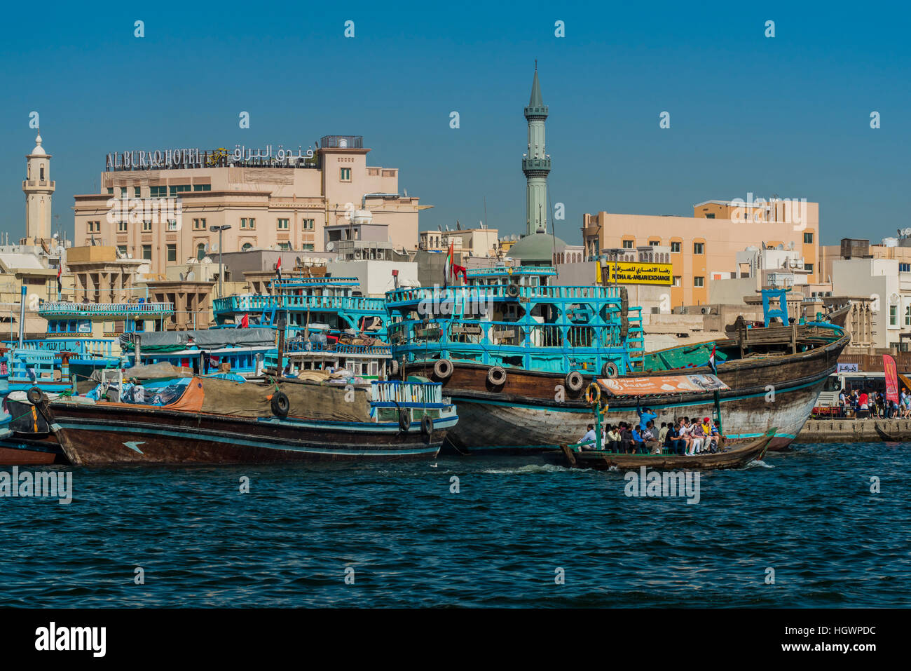 Blick über den Stadtteil Deira aus über den Bach, Dubai, Vereinigte Arabische Emirate Stockfoto