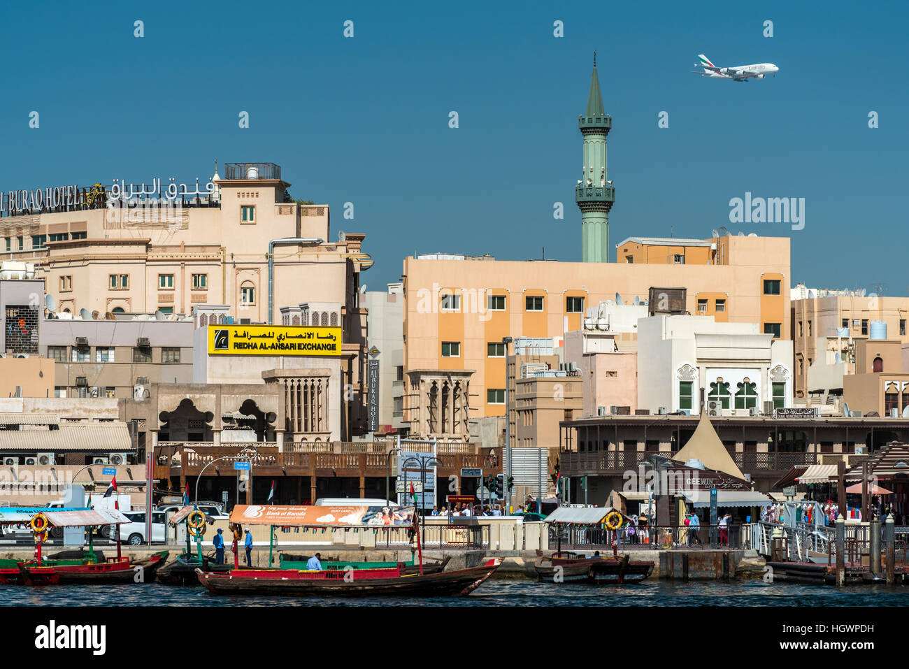 Blick über den Stadtteil Deira aus über den Bach, Dubai, Vereinigte Arabische Emirate Stockfoto