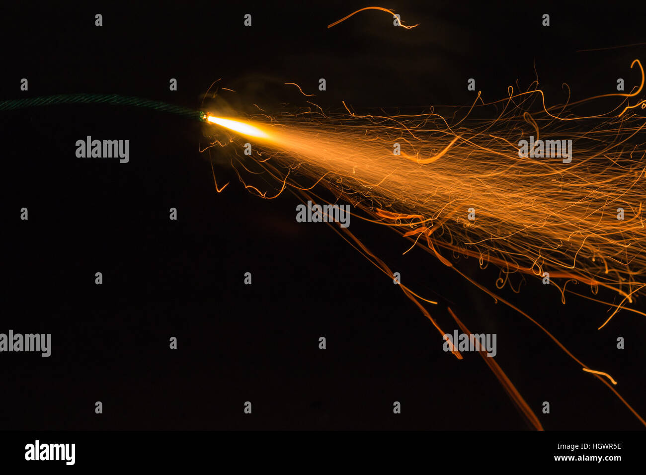 Studioaufnahme von th brennen Sicherung, Feuerwerk Zündung, Bombe Sicherung Stockfoto