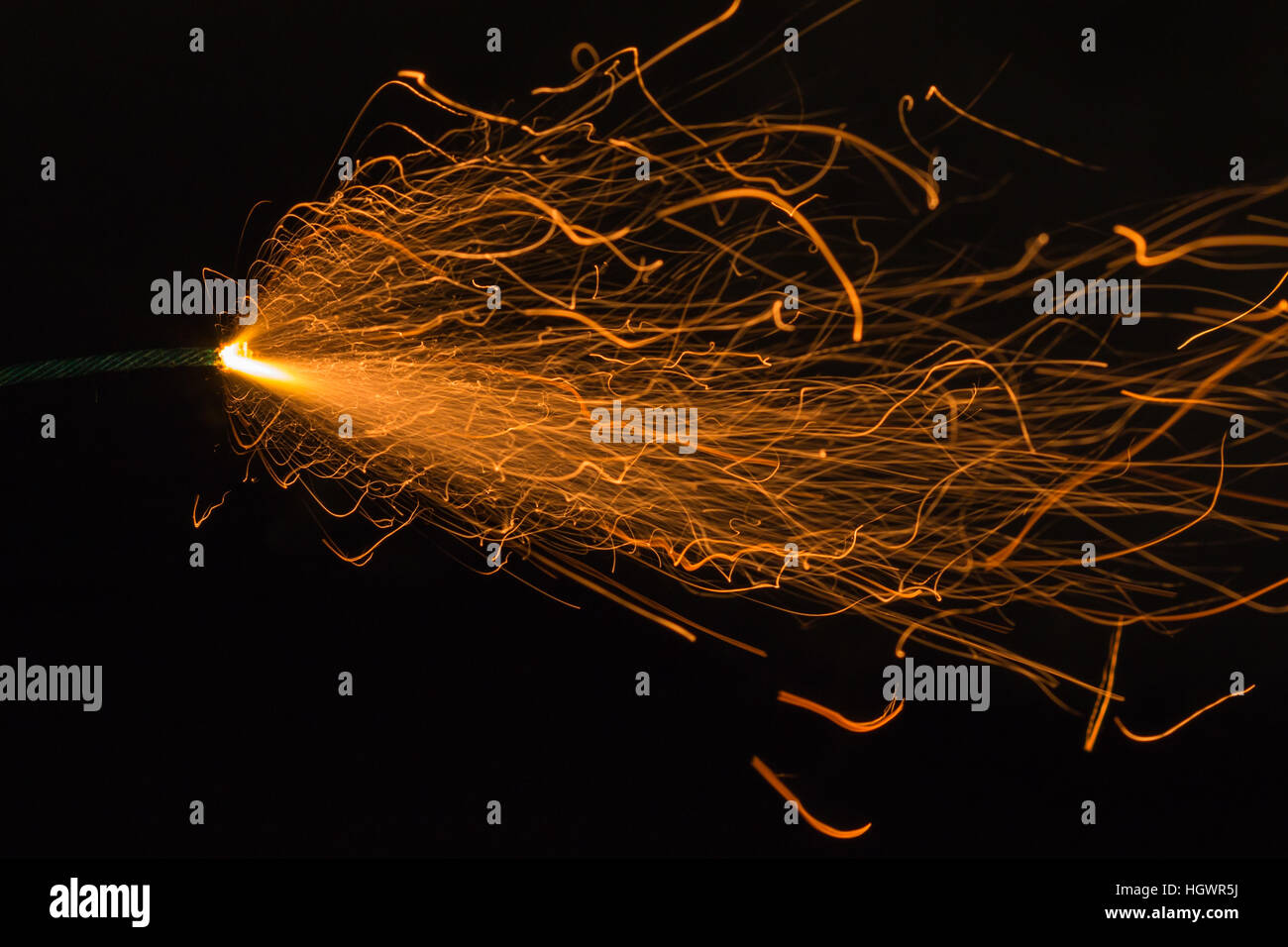 Studioaufnahme von th brennen Sicherung, Feuerwerk Zündung, Bombe Sicherung Stockfoto