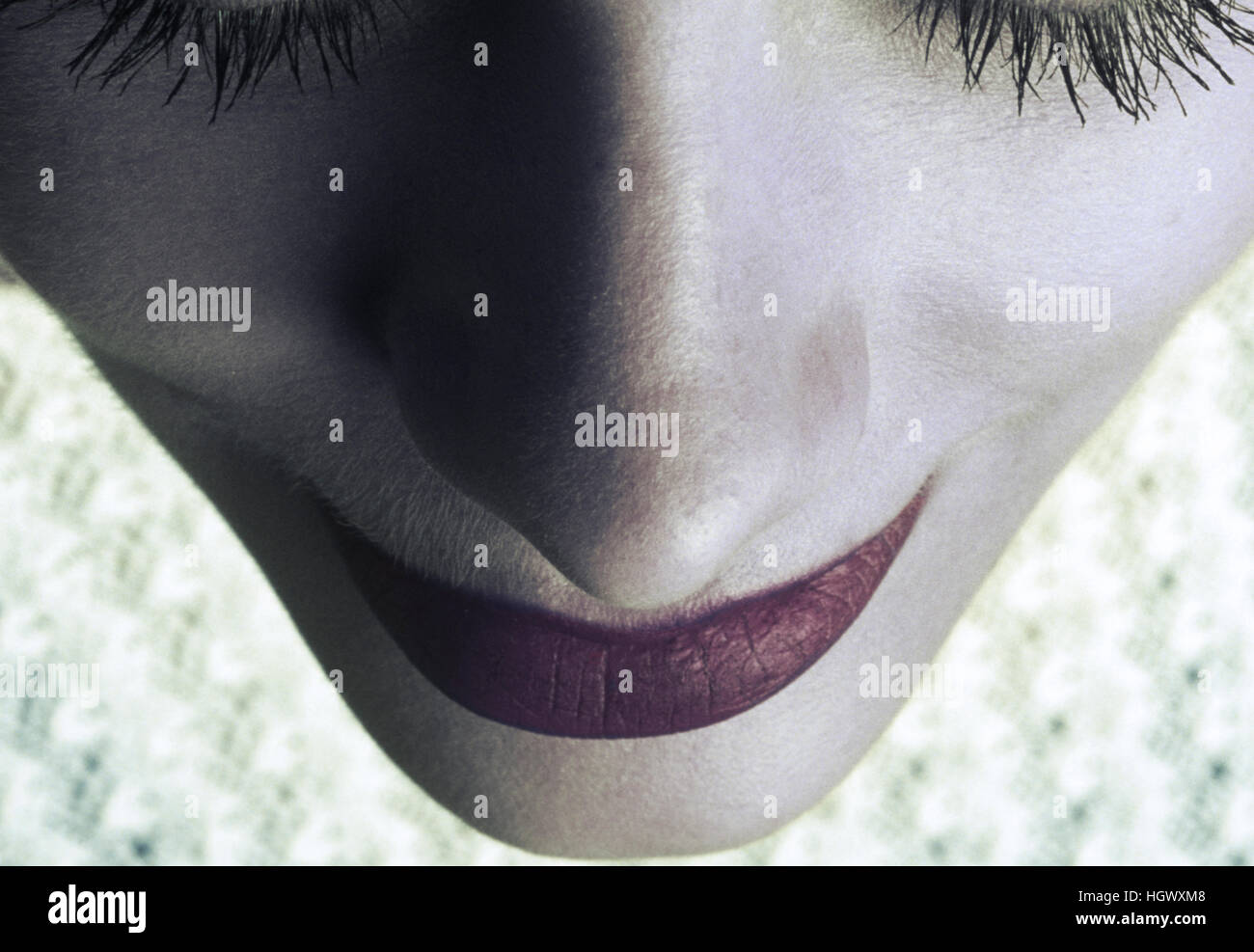 Nahaufnahme von Frau sah nachdenklich Stockfoto