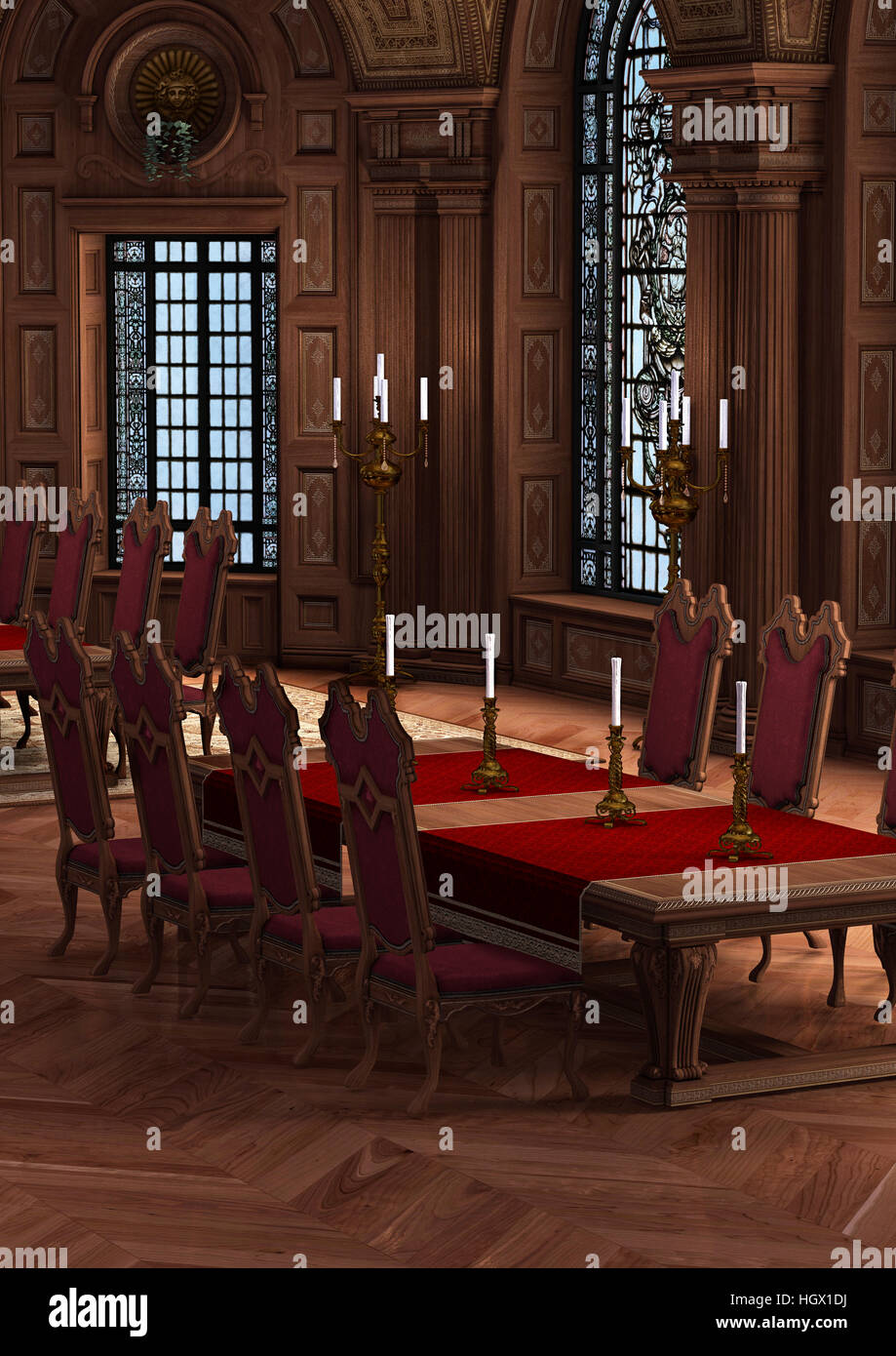 3D-Rendering Innenministerium ein Schloss im Barockstil Stockfoto