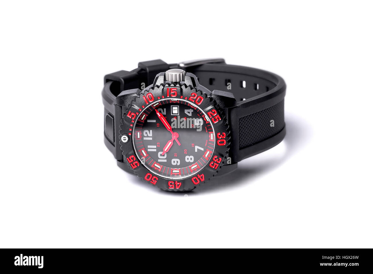 Herrenuhr auf einem weißen Hintergrund Stockfoto