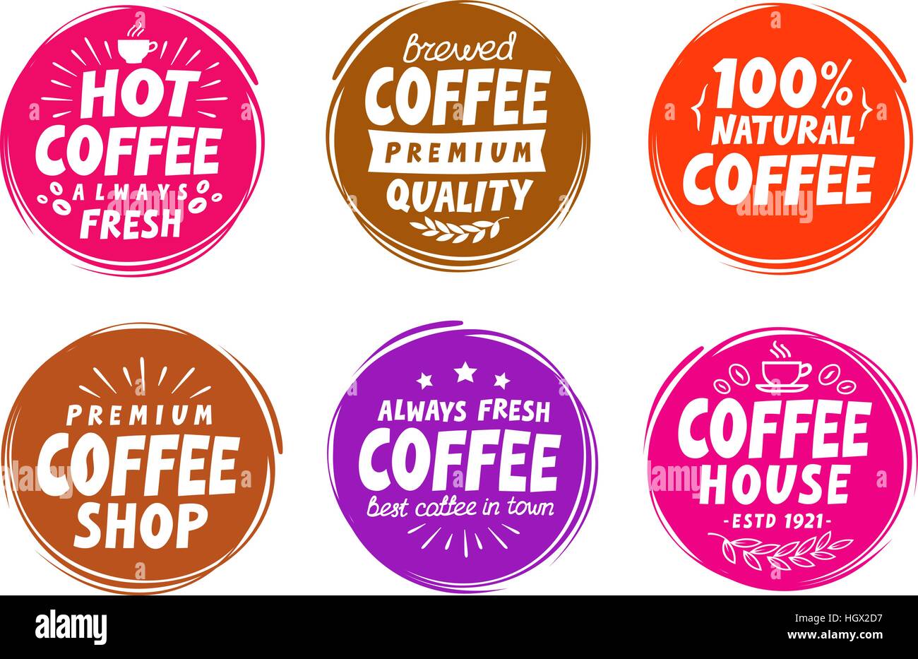 Kaffee, Espresso-Symbole. Setzen der Elemente für Design-Menü Restaurant oder Café. Vektor-Illustration isoliert auf weißem Hintergrund Stock Vektor