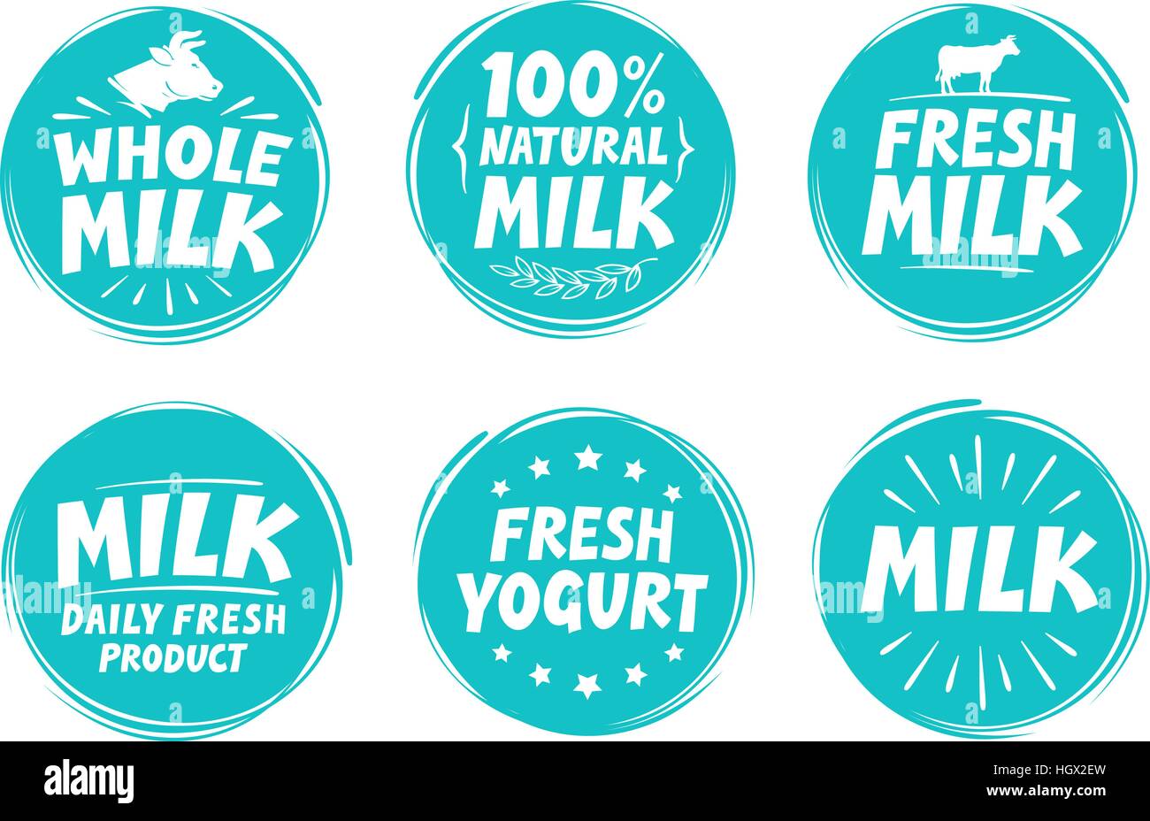 Vektor legen Etiketten für Milch, Joghurt. Sammlung-Symbole Stock Vektor