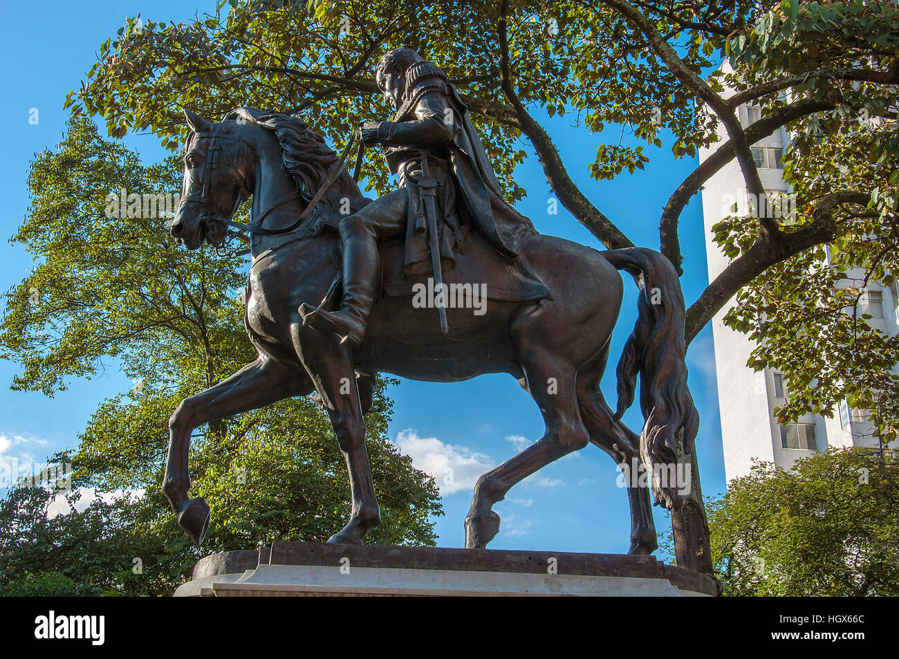 Statue von Simon Bolivar in Simon Bolivar Park, Medellin, Kolumbien Stockfoto