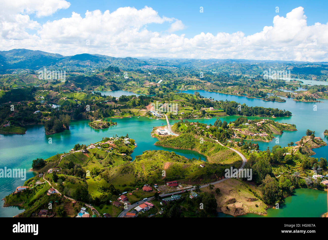 Panoramablick vom Rock Guatape in Medellin, Kolumbien Stockfoto