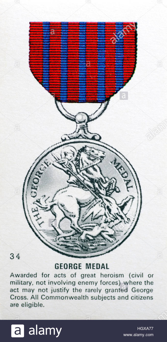 Die George-Medaille, die Medaille, wird denjenigen verliehen, die mutige Handlungen vollbringen, die Anerkennung durch das Vereinigte Königreich verdienen. Stockfoto