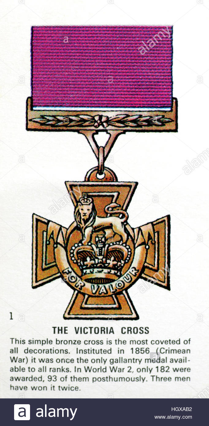 Das Victoria-Kreuz, britische Medaille für Tapferkeit ausgezeichnet, alle Ränge der Streitkräfte Stockfoto
