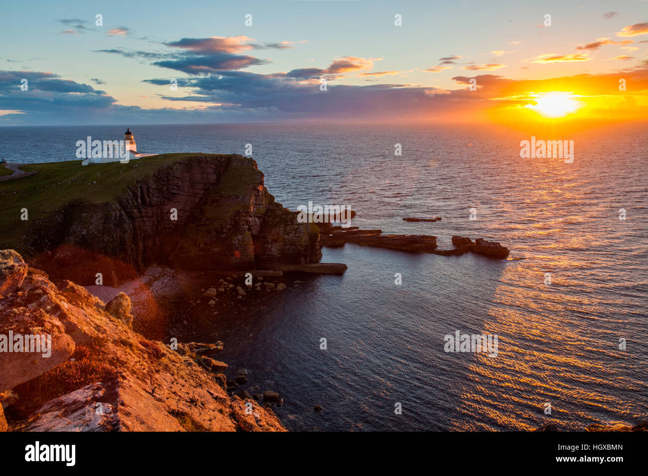 Stoner Leuchtturm, Stoner Kopf, Westküste, Scotland, UK Stockfoto
