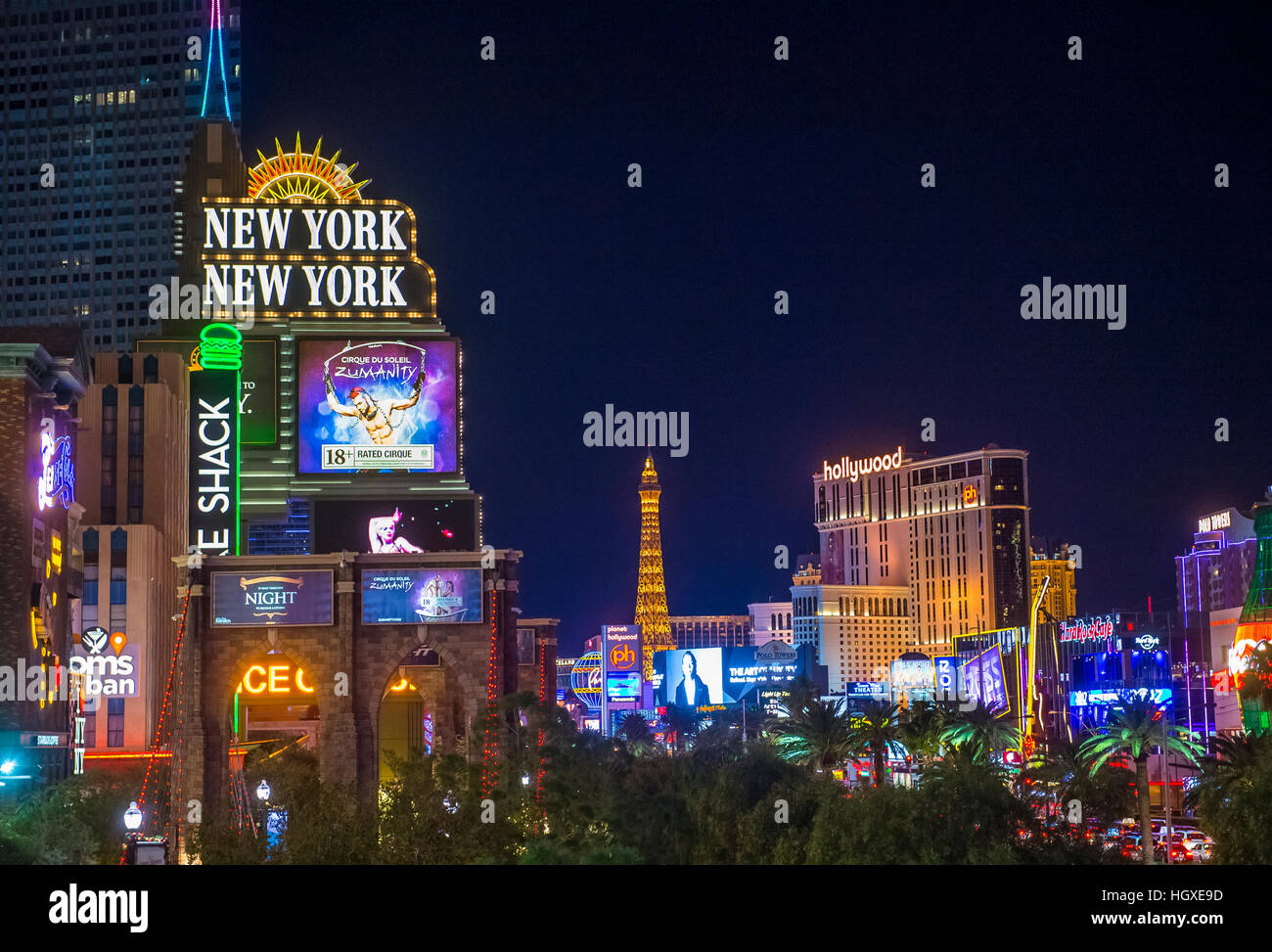 LAS VEGAS - 24 NOV: Blick auf den Strip in Las Vegas am 24. November 2016. Der Las Vegas Strip ist ein ca. 4,2-Meile Strecke von Las Vega (6,8 km) Stockfoto