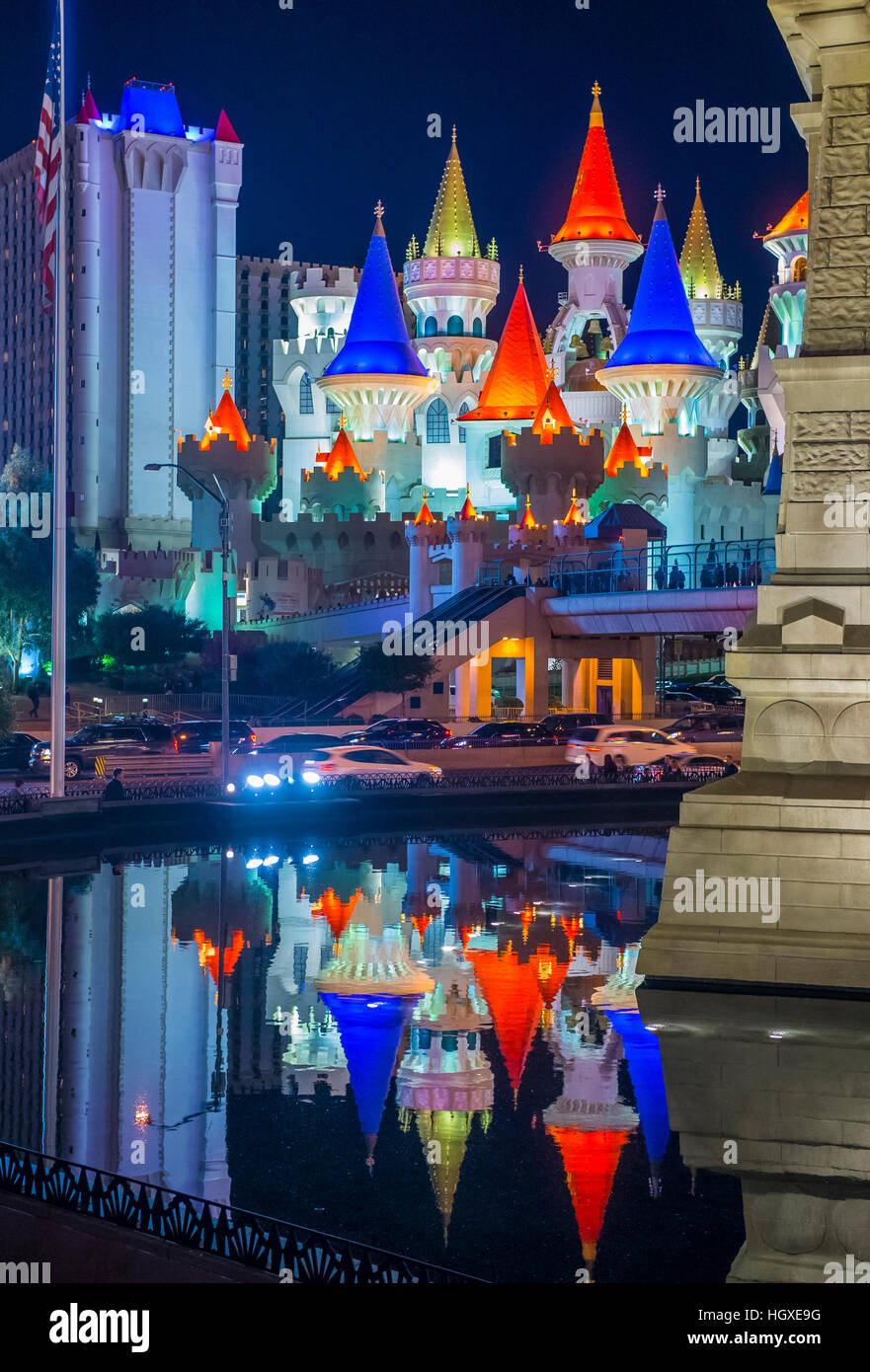 LAS VEGAS - 24 NOV: The Excalibur Hotel und Casino in Las Vegas am 24. November 2016, das Hotel wurde benannt nach König Arthurs Schwert und 199 eröffnet Stockfoto