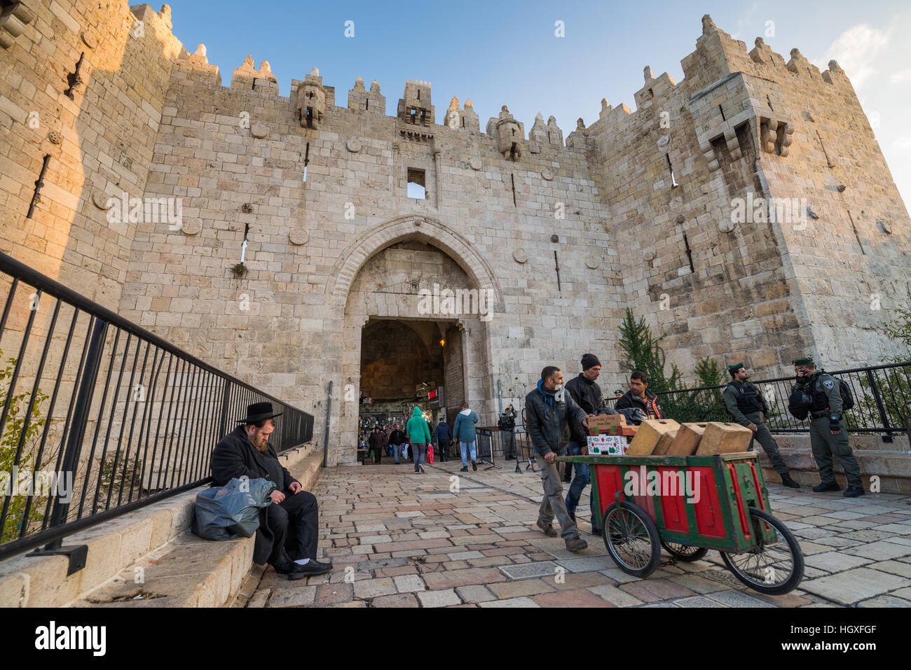 Damaskus-Tor in der alten Stadt, Jerusalem, Israel Stockfoto