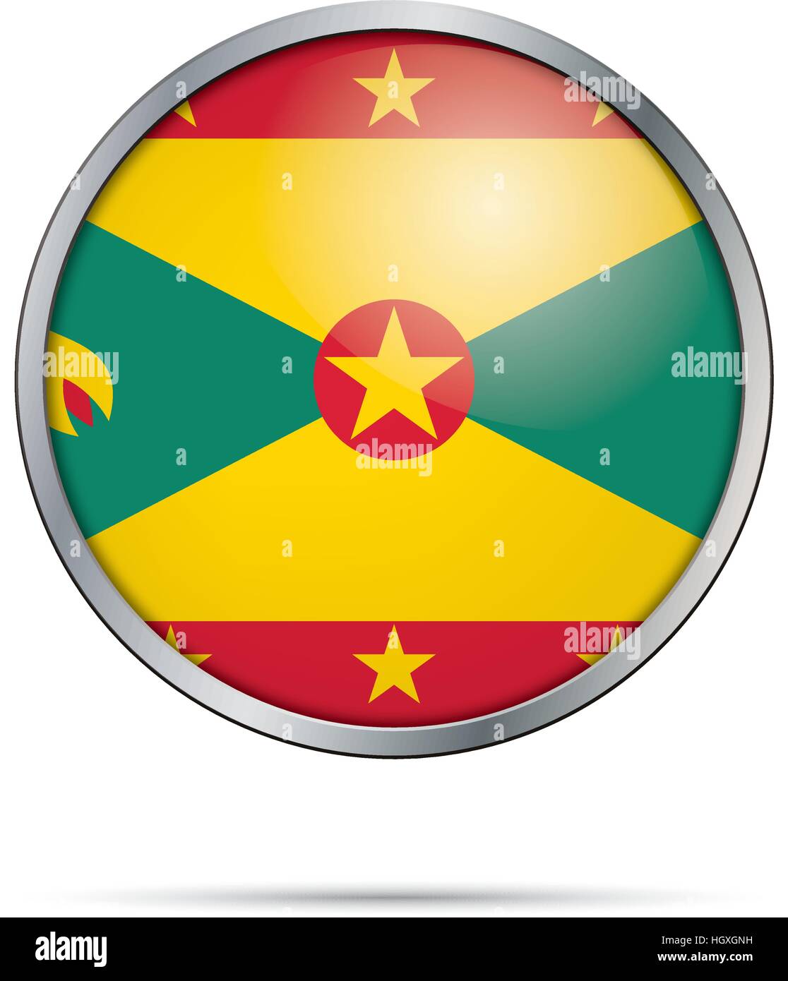 Vektor Grenadian Flagge Button Grenada Fahne Im Glas Knopf Stil Mit Metallrahmen Stock Vektorgrafik Alamy