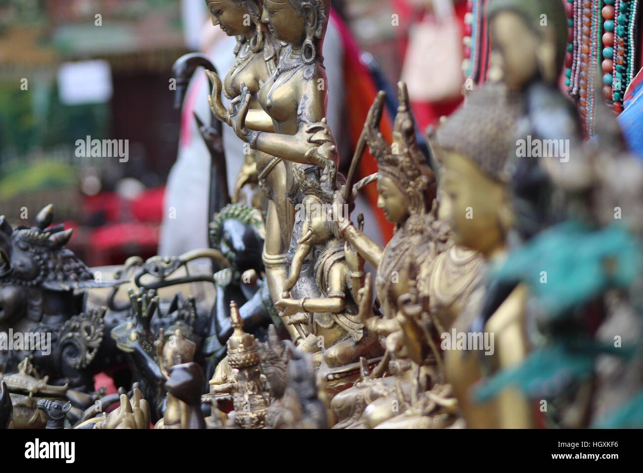 Indischer Gott und Göttin Messing Statue, Indien Stockfoto