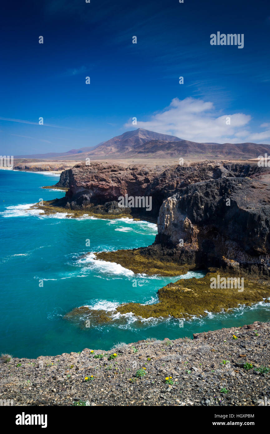 Strand. Los Ajaches Naturdenkmal.  Lanzarote. Atlantischen Ozean. Kanarischen Inseln. Spanien. Stockfoto