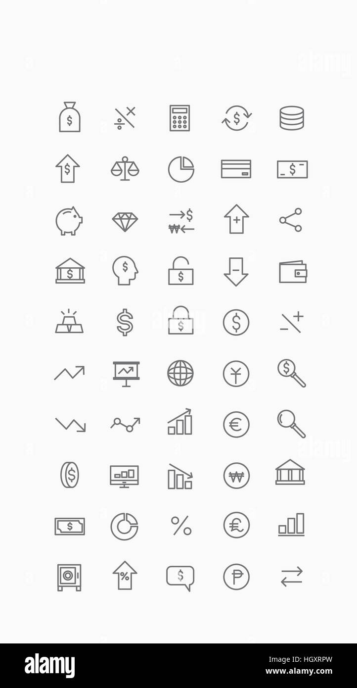 Verschiedene Linie Symbole im Zusammenhang mit Wirtschaft Stockfoto