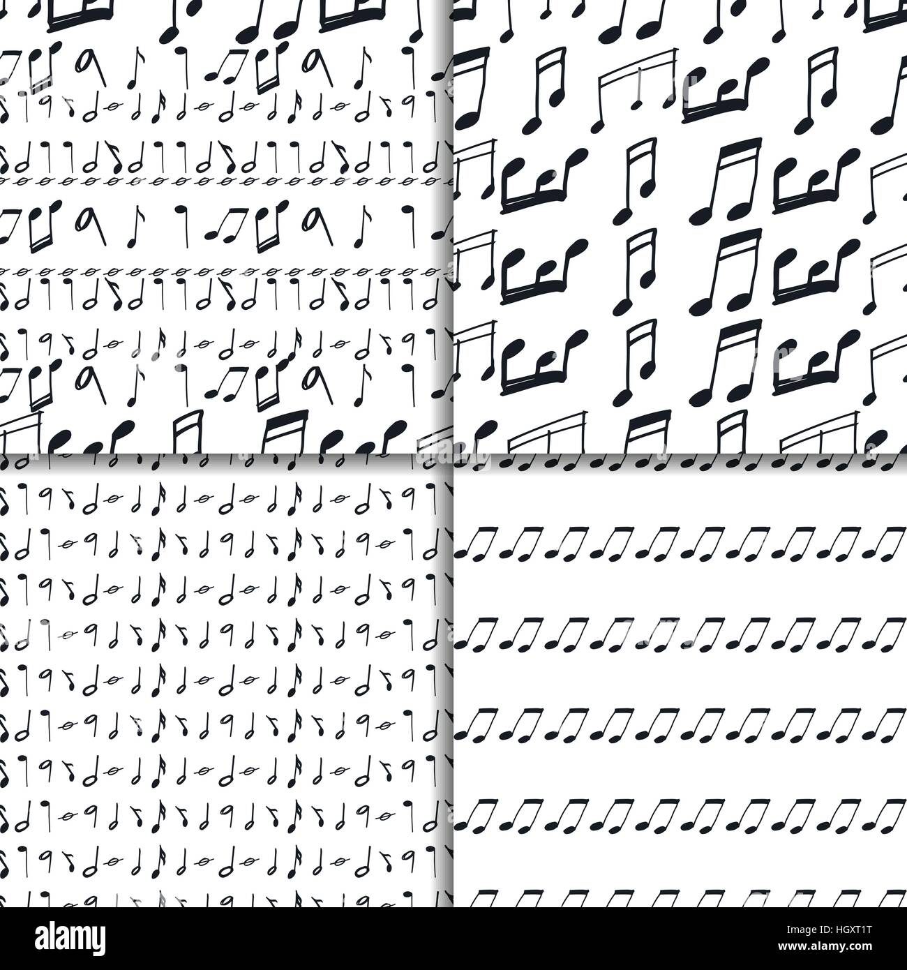 Musik Noten Musterdesign Satz Stock Vektor