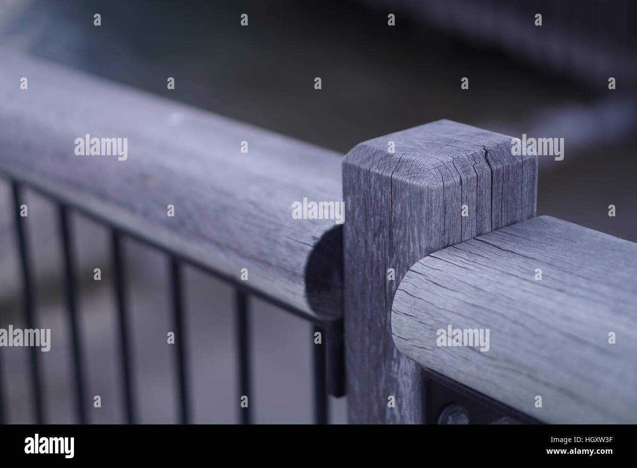 Holzgeländer post Stockfoto