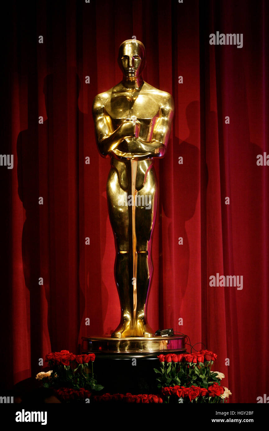 Die Oscar-Statuette bei den Academy Awards Nominierungen für die 82. Oscar-Verleihung am 2. Februar 2010 in Beverly Hills, Kalifornien. Francis Specker Stockfoto