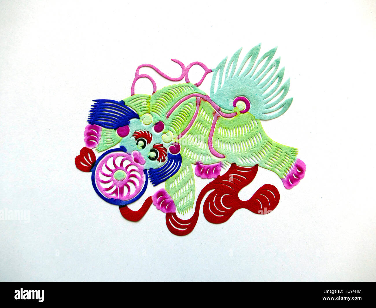 Traditionelle chinesische Scherenschnitt Kunstarbeit chinesische Papierkram Papierarbeiten Stockfoto