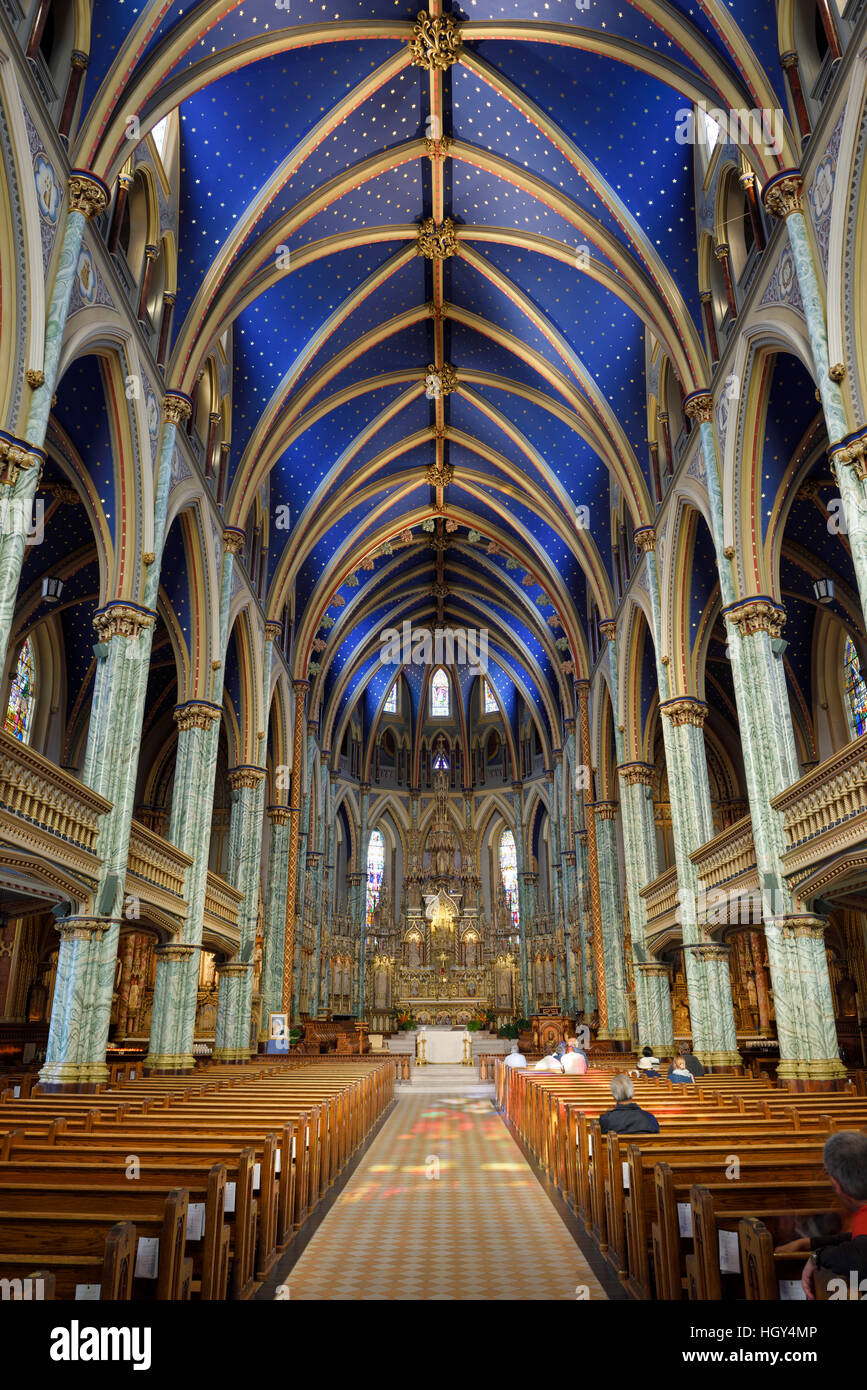 Inneren Kirchenschiff der Basilika Notre Dame römisch-katholische Kathedrale in Ottawa Kanada Stockfoto