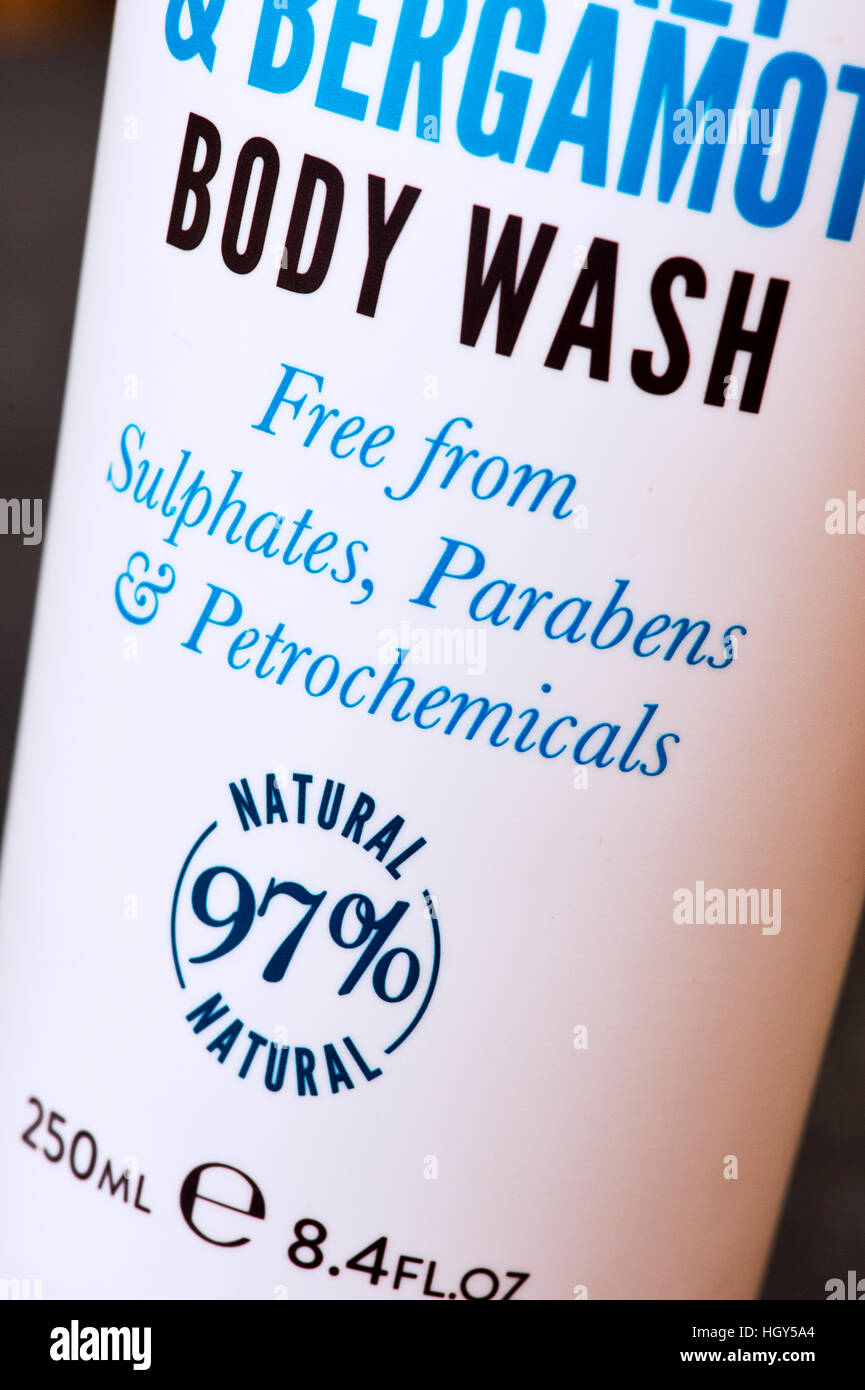 Natürliche Körper waschen mit frei von Etikettierung. UK Stockfoto