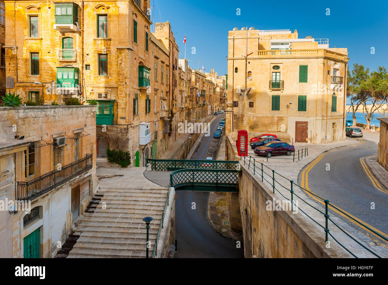 Straße in Valletta Malta Stockfoto