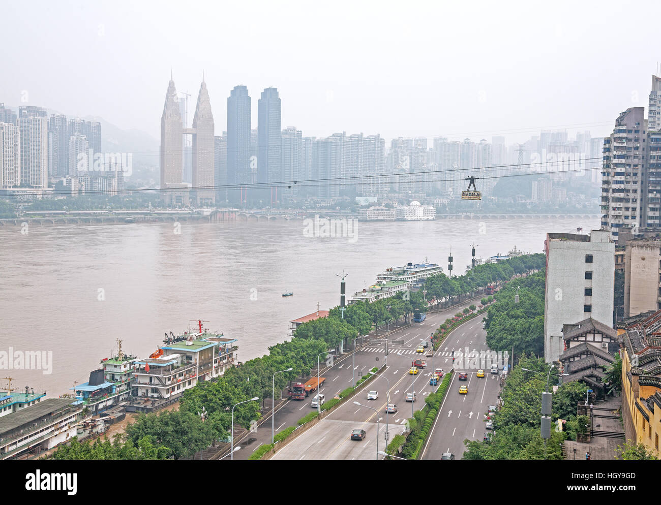 Chongqing in der Innenstadt. Chongqing ist die größte Stadt in China. Stockfoto