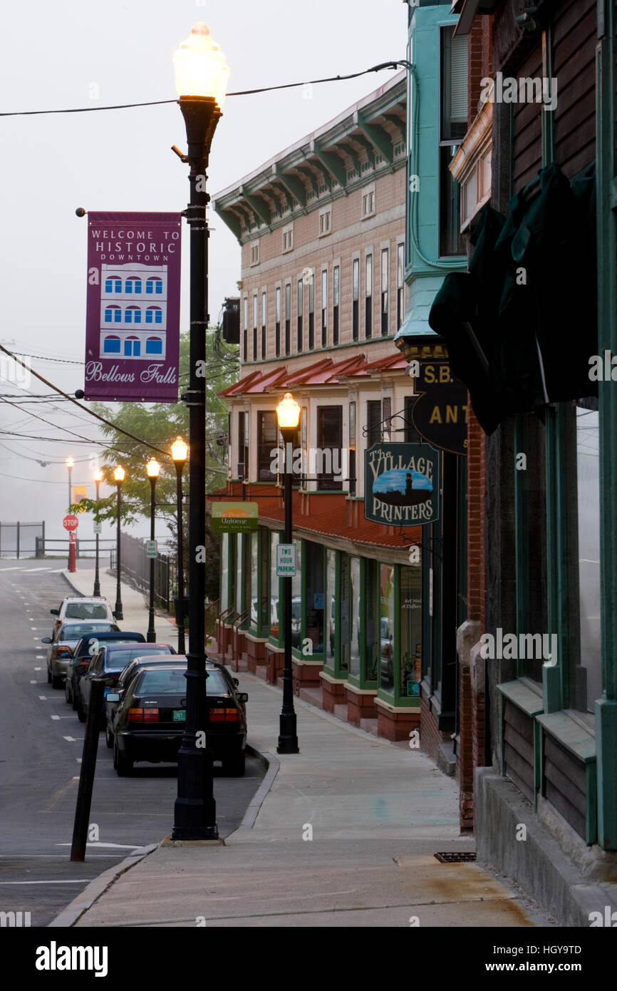 Innenstadt von Bellows Falls, Vermont.  Aka Rockingham. Stockfoto