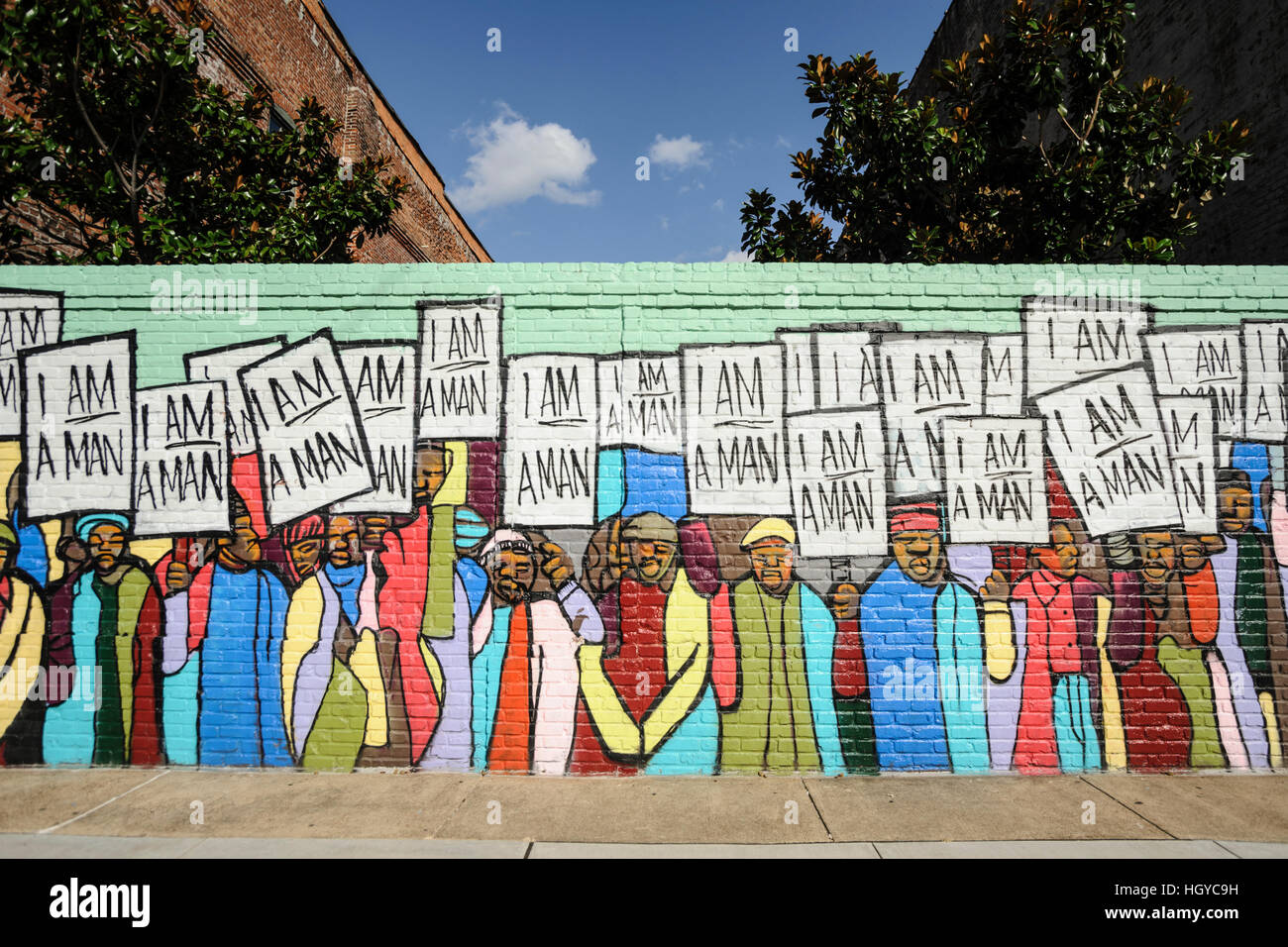 Wandmalerei, die Darstellung bürgerlichen Rechte Demonstranten, Memphis, Tennessee, USA Stockfoto