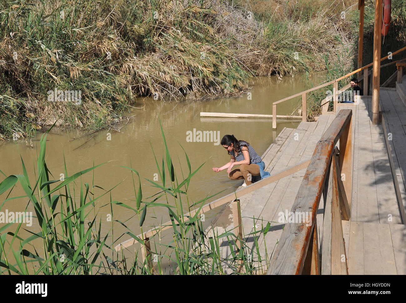 Heiliges Wasser des Jordan Stockfoto