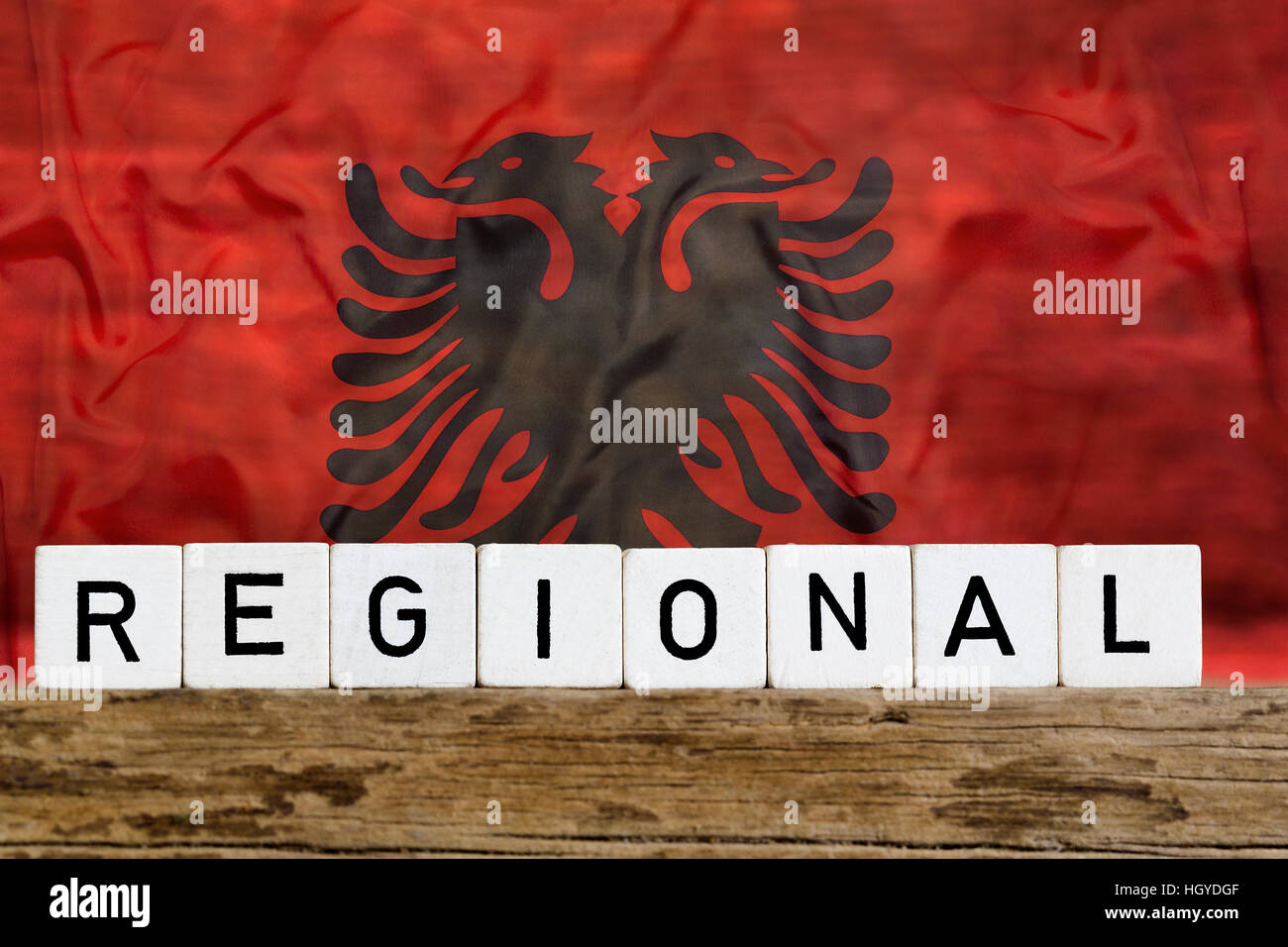 Regionalkonzept, Albanien, auf hölzernen Hintergrund Stockfoto