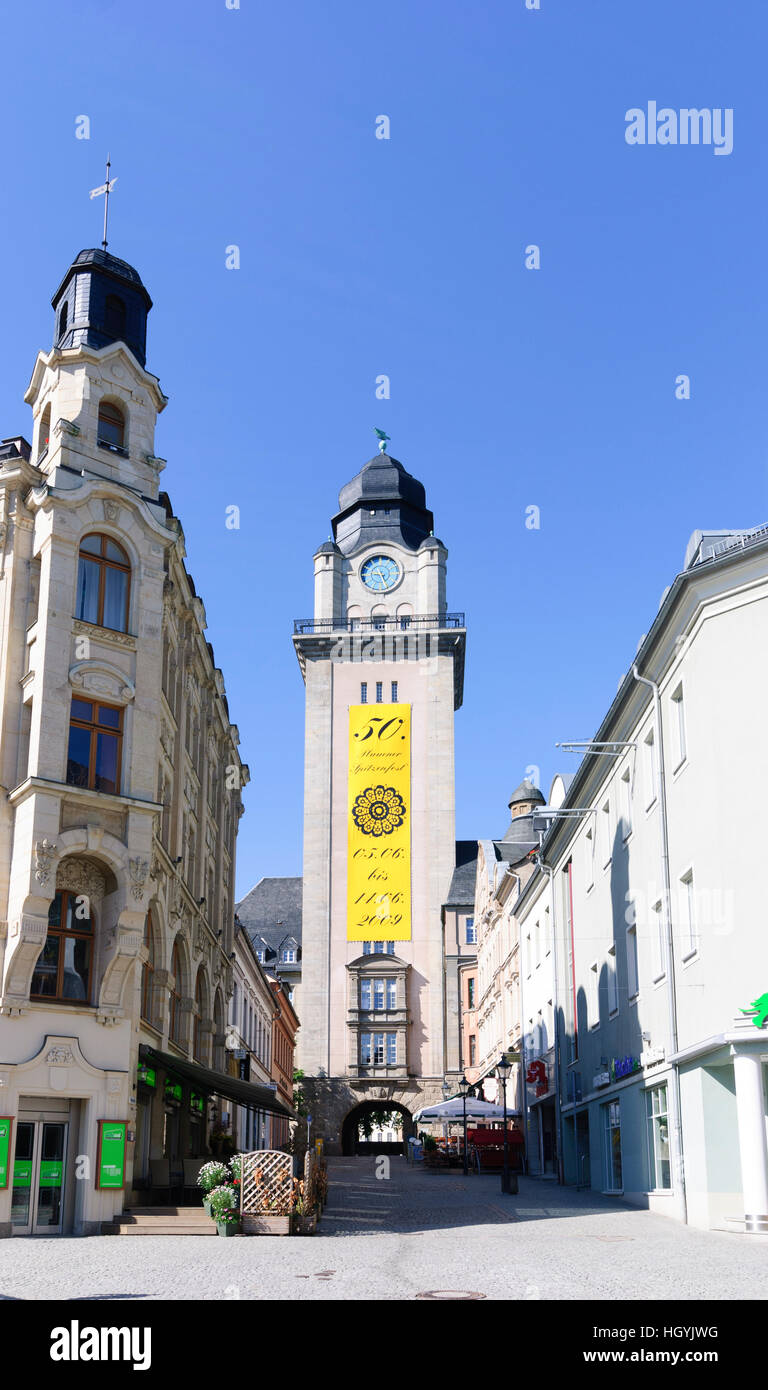 Plauen: Rathausturm, Vogtland, Sachsen, Sachsen, Deutschland Stockfoto