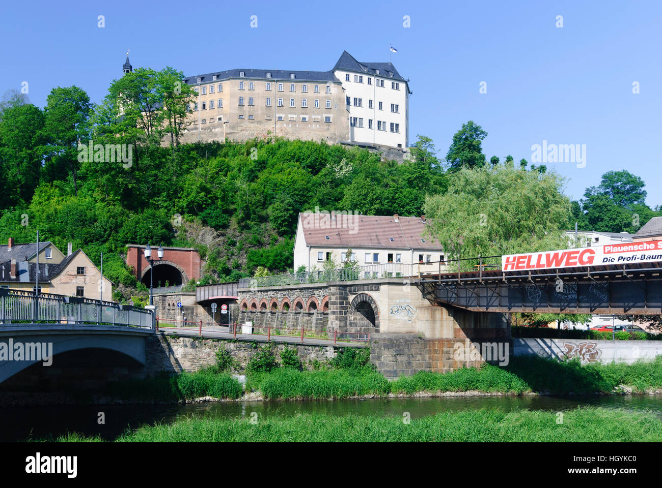 Greiz: Obere Burg, Vogtland, Thüringen, Thüringen, Deutschland Stockfoto