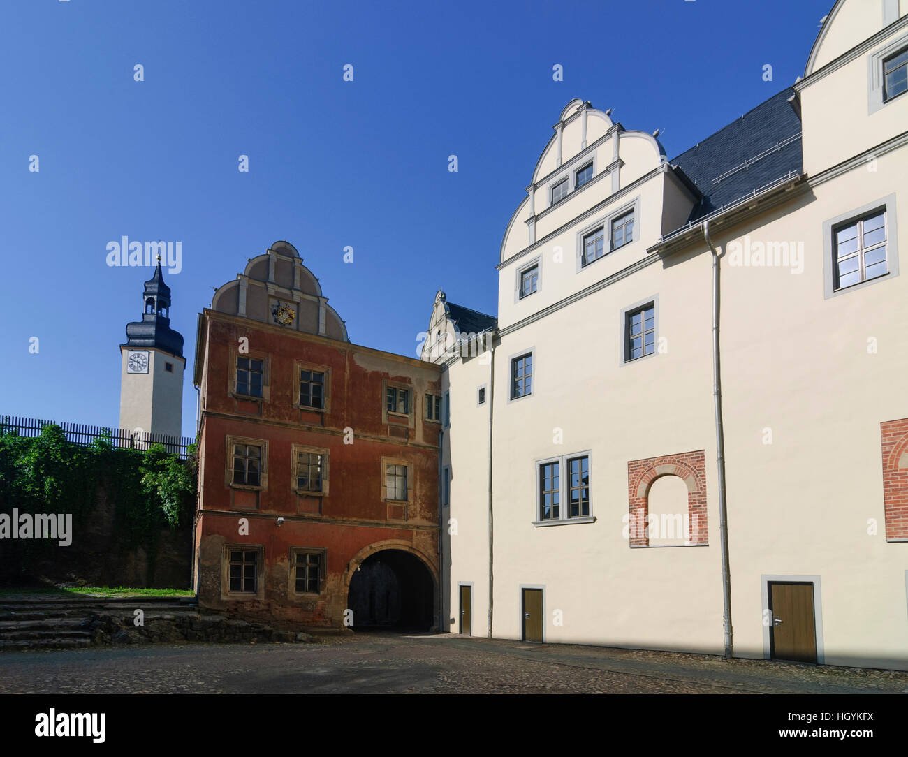 Greiz: Obere Burg, Vogtland, Thüringen, Thüringen, Deutschland Stockfoto