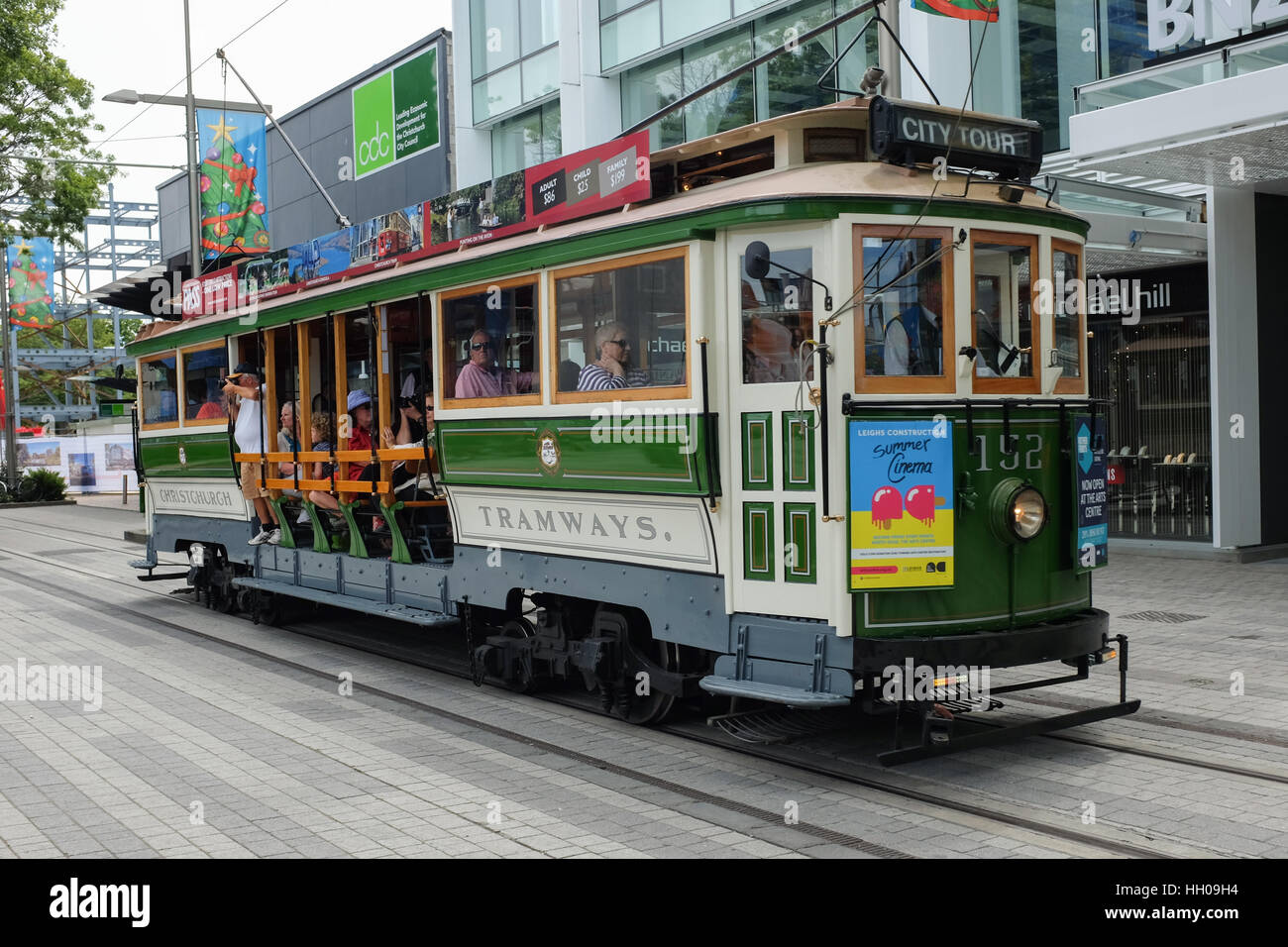 Eine Straßenbahn in Christchurch, Neuseeland. Stockfoto
