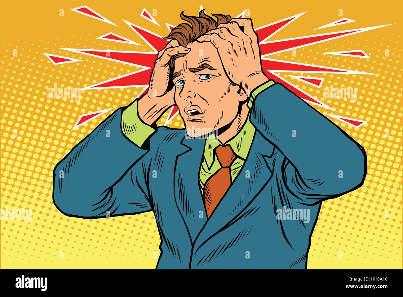Kopfschmerzen Männer starke Schmerzen Stock Vektor