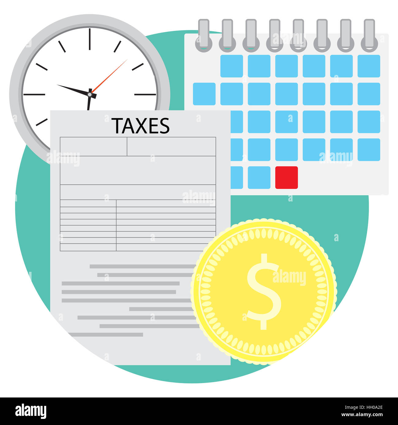 Flache Steuer-Symbol. Unternehmensfinanzierung und Finanzprüfung Dokument, Vektor-illustration Stockfoto